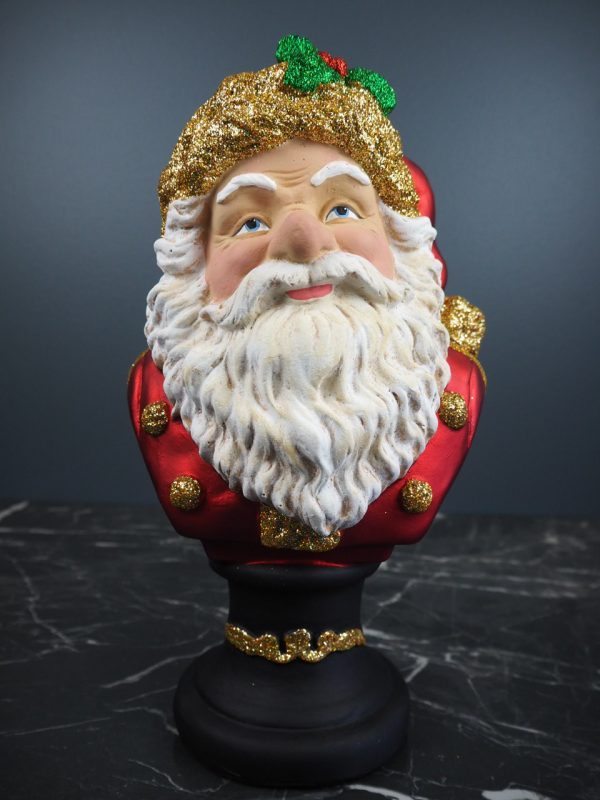 Big Santa head red w/gold