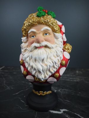Big Santa head red/white polka fur
