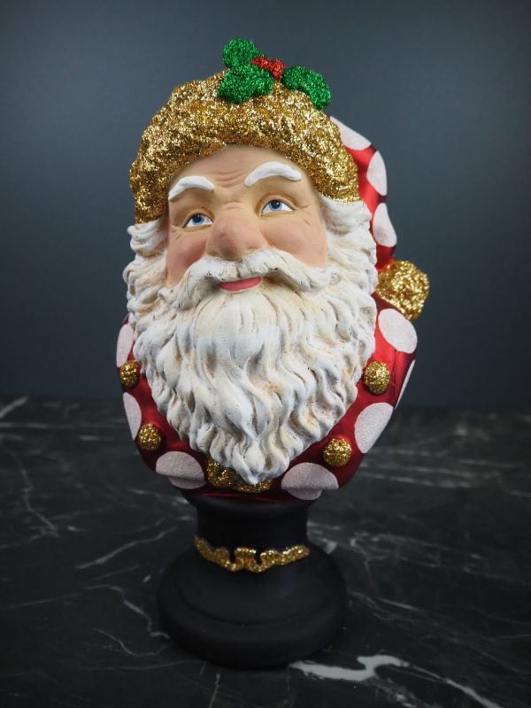 Big Santa head red/white polka fur