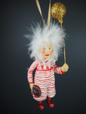 Standing clown red/white stripes