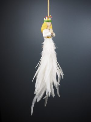 Lucia orn w/ feathers white orn