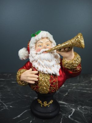 Santa w/trumpet red coat & gold