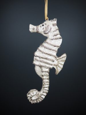 Seahorse in pearlwhite w/ glits orn