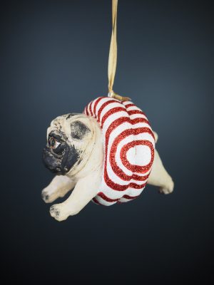 Pug  red/white glits floater