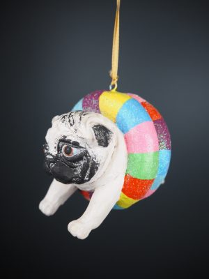 Pug rainbow w/ glits floater