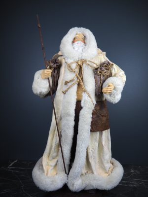 Santa in winter coat white fur