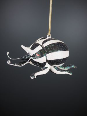 Lady bug in white/ blk w/ glits orn