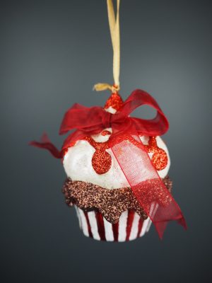 Dotted cupcake  white & coffee