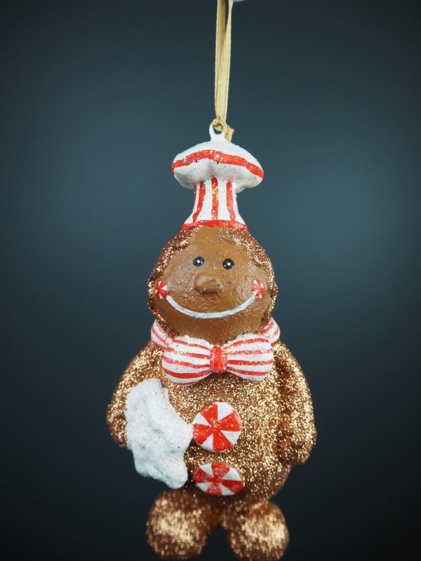 Ginger snowman in brown glits finish orn