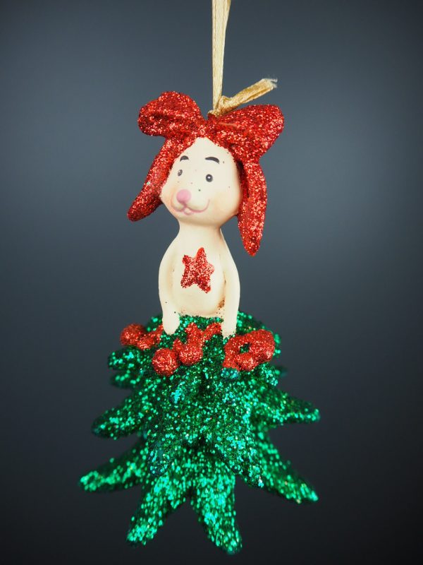 Christmas bunny tree w/ red glits bown orn