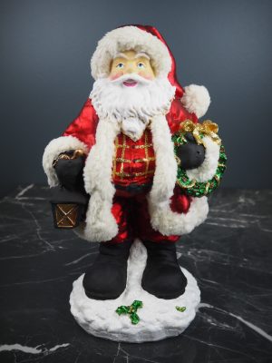 Fat Santa wreath & lamp red fur