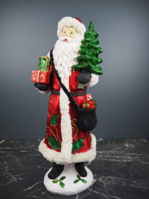 Tall Santa wreath & gift red fur