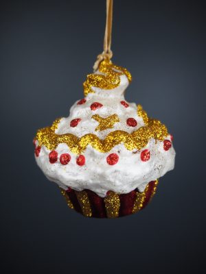 Cupcake pearlwhite/red/gold glits