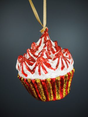 Cupcake in red/white/red/gold