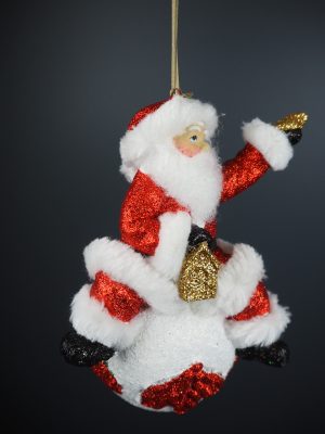Santa xmas ball red fur