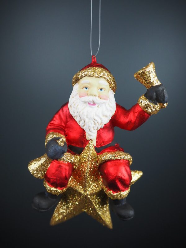Santa on star w/ bell red