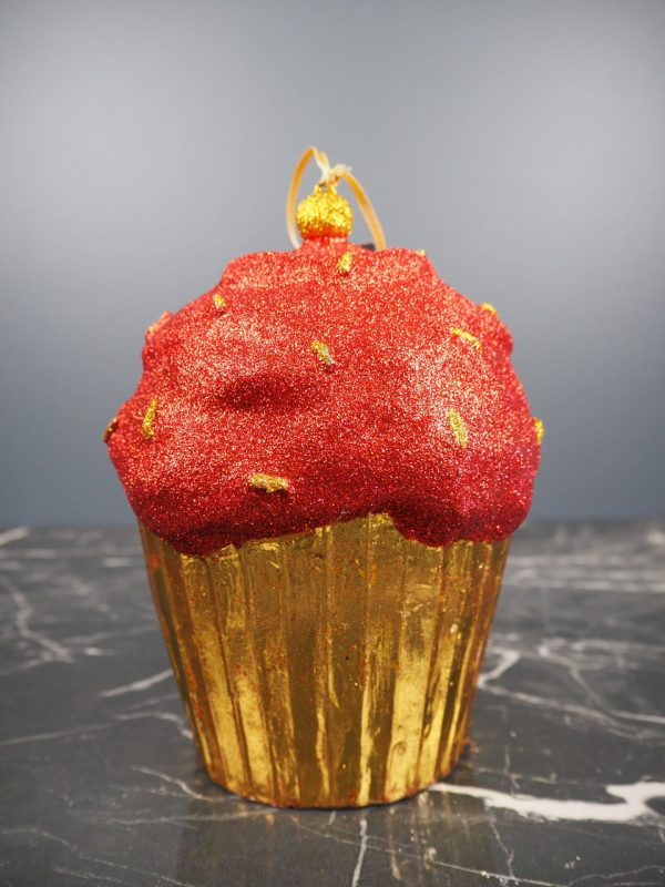 Big cupcake red/gold glits