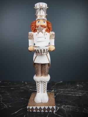 Long hair nutcracker w/xmas tree white
