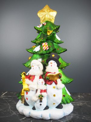 Christmas tree snowman family w/ fur
