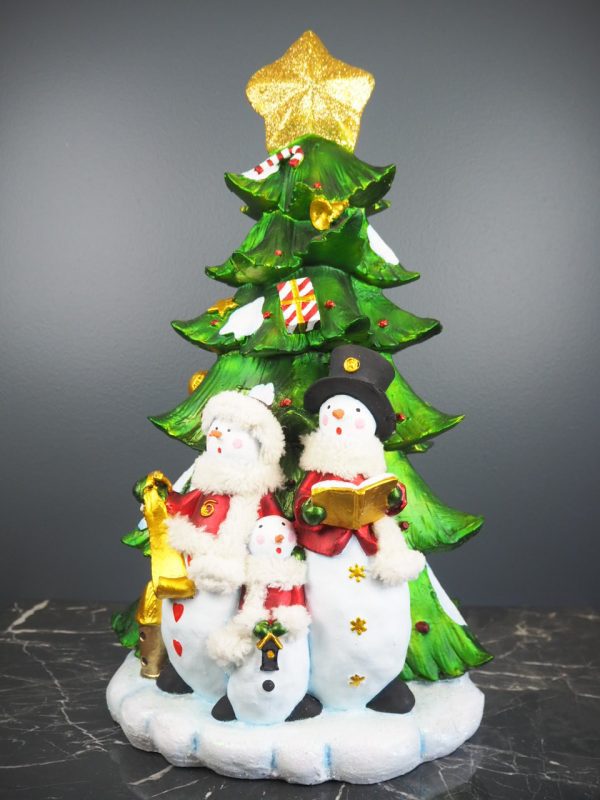 Christmas tree snowman family w/ fur
