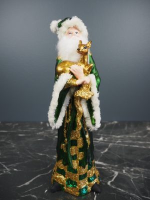 Santa wizard w/deer green/gold fur