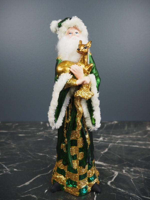 Santa wizard w/deer green/gold fur