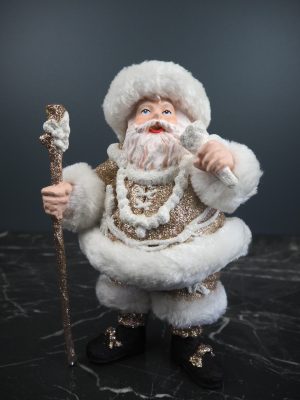 Fat santa w/cane white fur