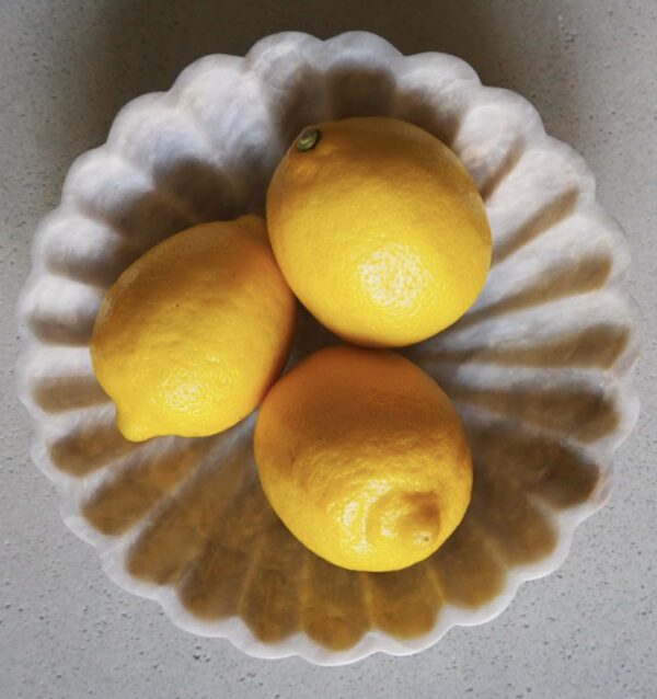 Fluted bowl marble white