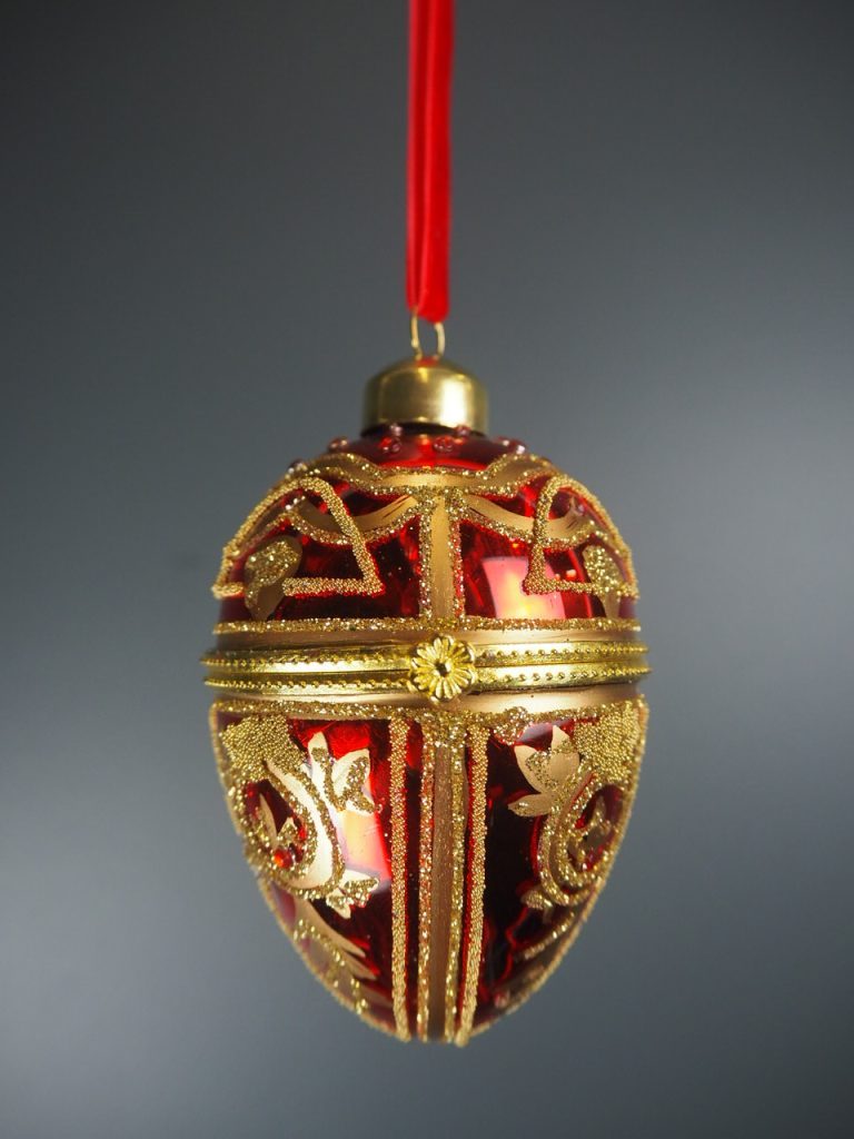 Glass egg box red 8,5 cm - Image 2