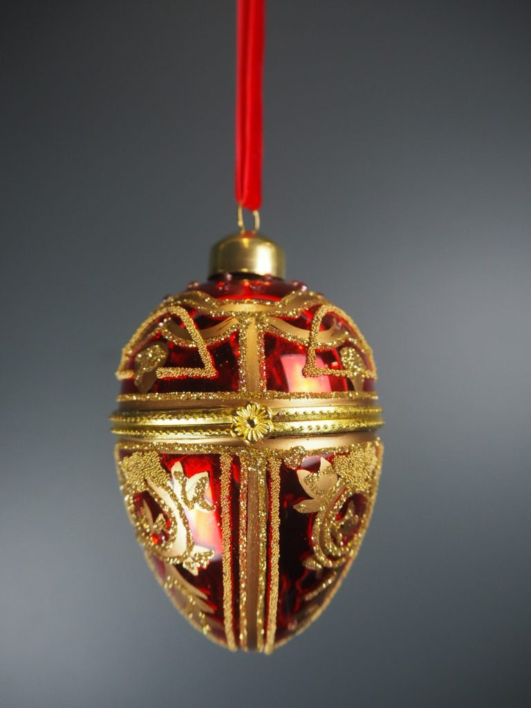 Glass egg box red 8,5 cm - Image 3