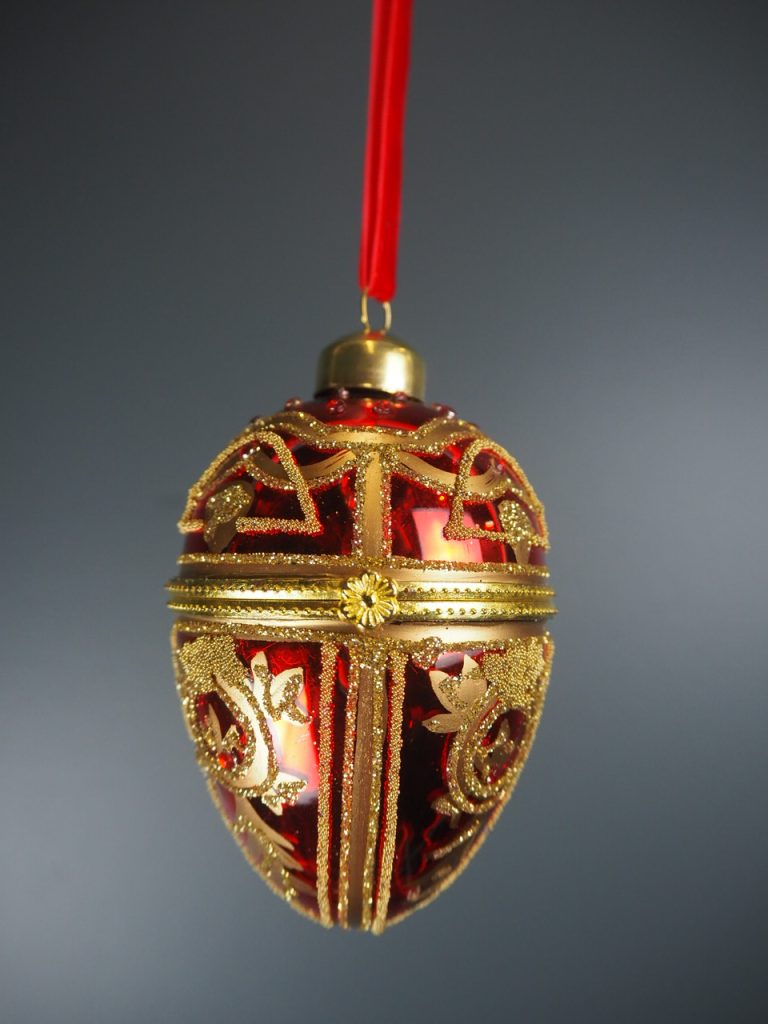 Glass egg box red 8,5 cm - Image 4