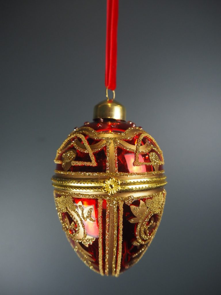 Glass egg box red 8,5 cm - Image 6