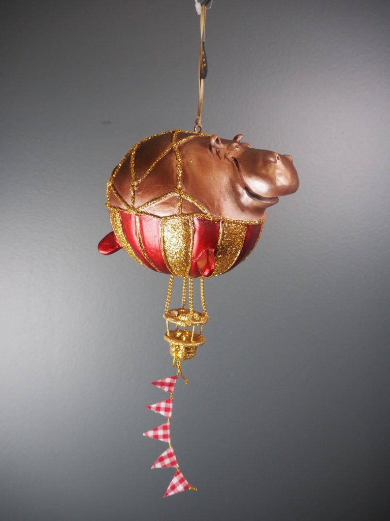 Hippo balloon in met/red & gold glits orn - Image 3
