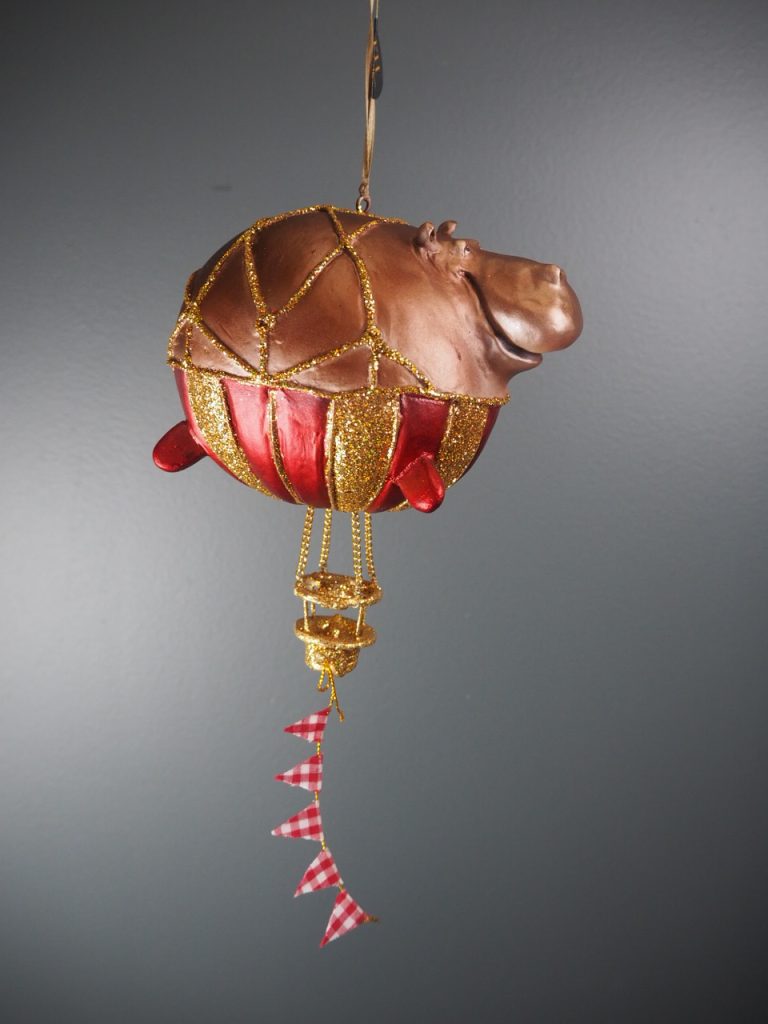 Hippo balloon in met/red & gold glits orn - Image 5