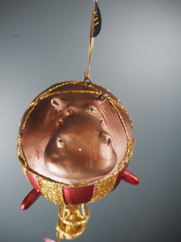 Hippo balloon in met/red & gold glits orn - Image 9