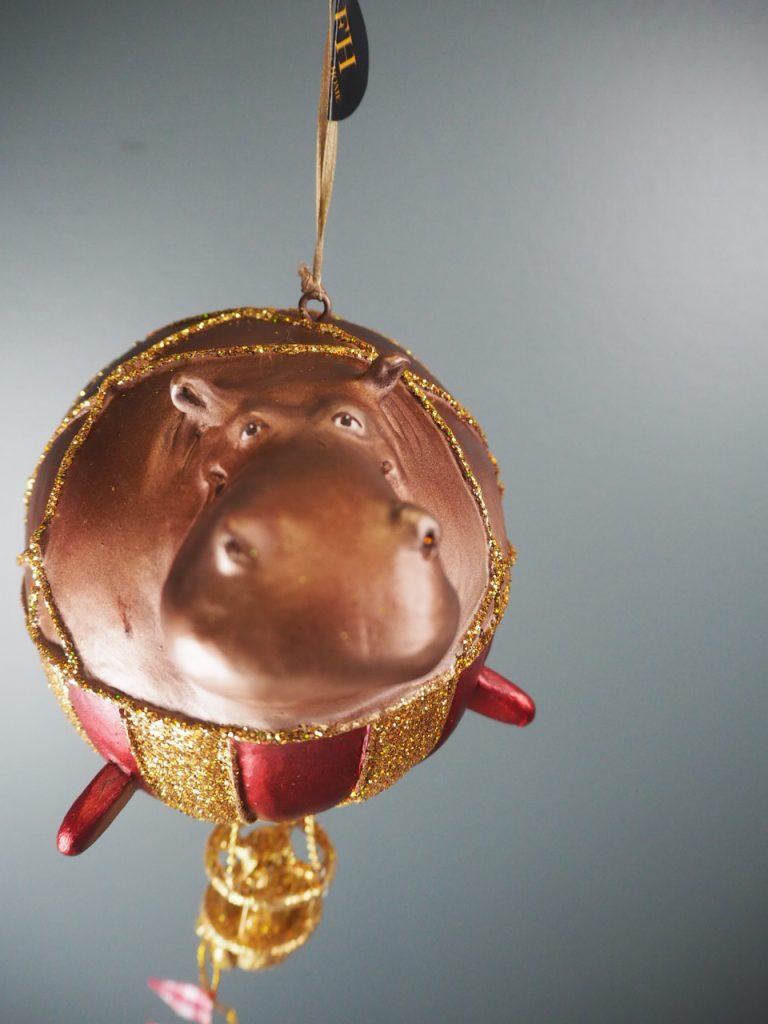 Hippo balloon in met/red & gold glits orn - Image 11
