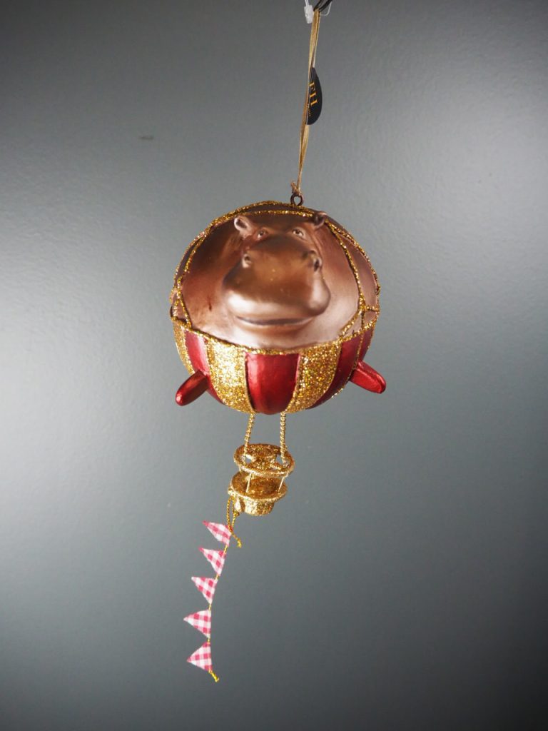 Hippo balloon in met/red & gold glits orn - Image 12