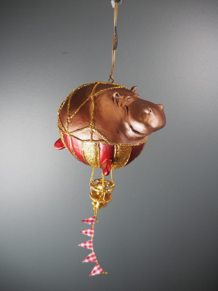 Hippo balloon in met/red & gold glits orn - Image 15