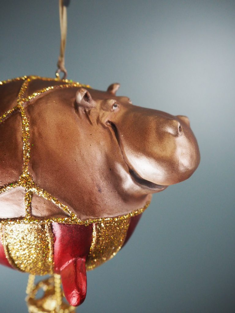 Hippo balloon in met/red & gold glits orn - Image 16