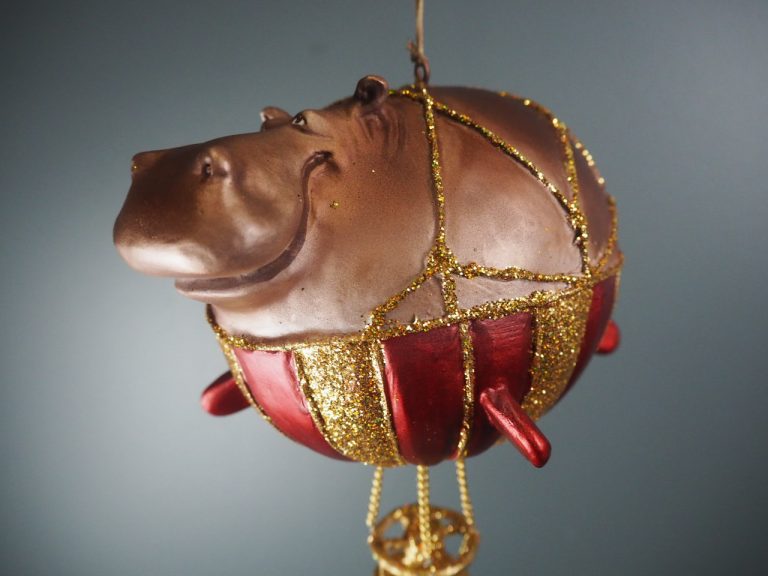 Hippo balloon in met/red & gold glits orn - Image 17