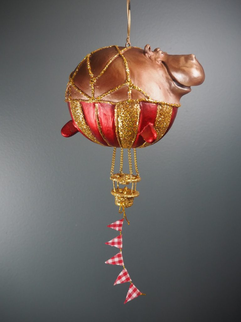 Hippo balloon in met/red & gold glits orn - Image 18