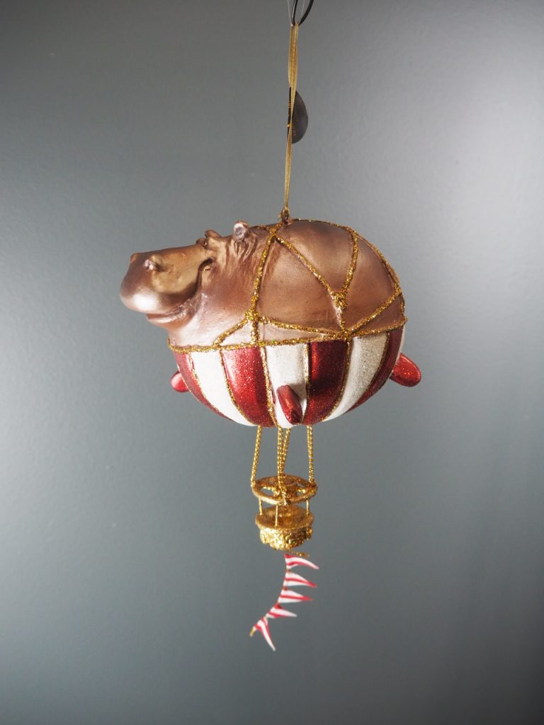 Hippo ballo met.red/whi glits stripe orn - Image 2