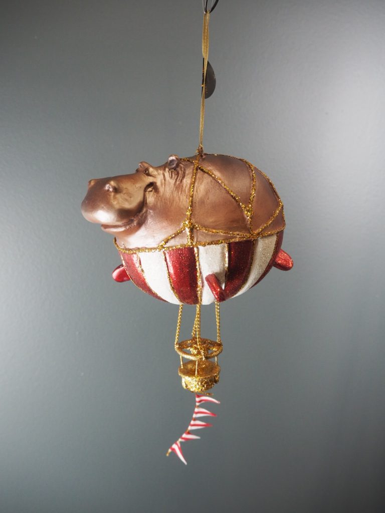 Hippo ballo met.red/whi glits stripe orn - Image 3