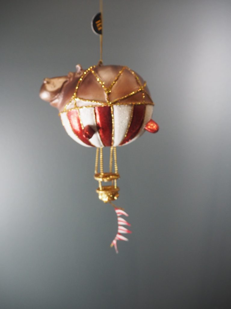Hippo ballo met.red/whi glits stripe orn - Image 4