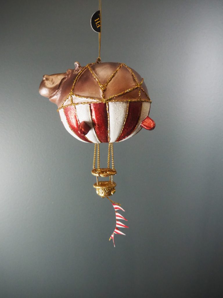 Hippo ballo met.red/whi glits stripe orn - Image 5