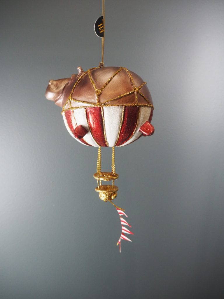 Hippo ballo met.red/whi glits stripe orn - Image 6