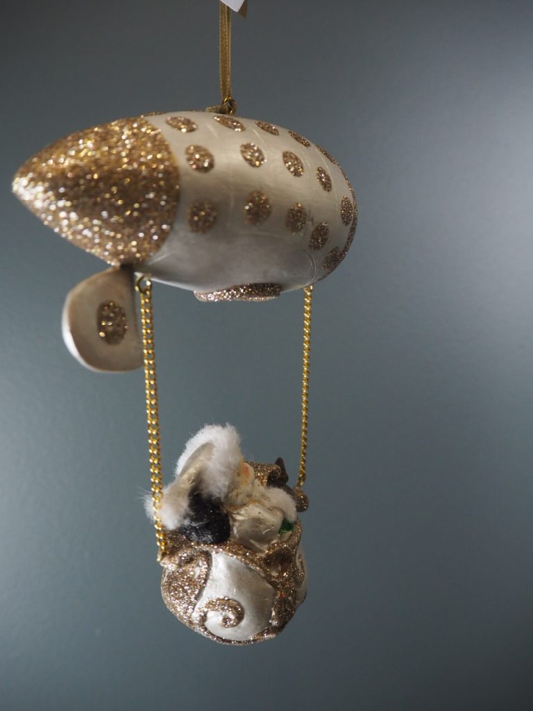 Santa in balloon rocket pearl white champ polka glits orn w/ - Image 2