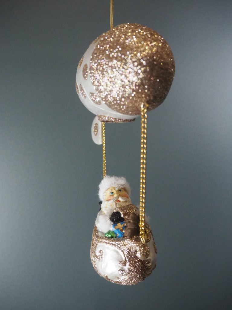 Santa in balloon rocket pearl white champ polka glits orn w/ - Image 4