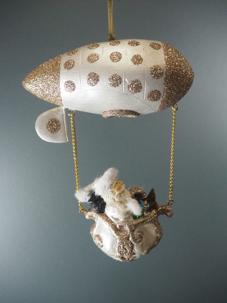 Santa in balloon rocket pearl white champ polka glits orn w/ - Image 6