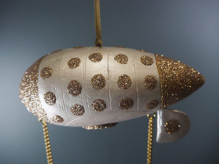 Santa in balloon rocket pearl white champ polka glits orn w/ - Image 12